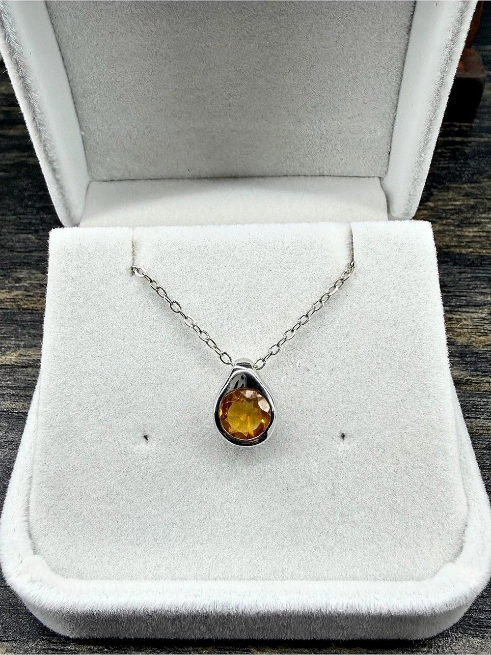 Stunning Modern Citrine Gemstone 1.25CT Pendant Necklace 925 Sterling Silver 18”